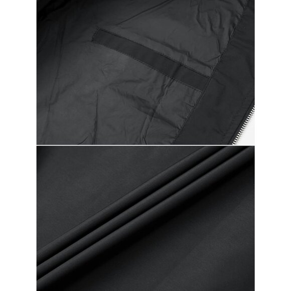 Men's Black Bomber Jacket with Zip-Up Front and Utility Sleeve Pocket - Picture 7 of 7